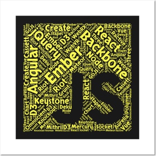 Original JavaScript Frameworks Word Cloud Design Posters and Art